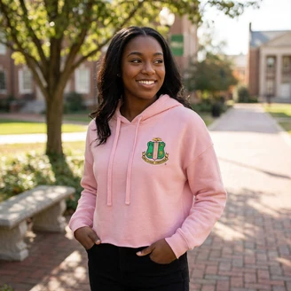 Alpha Kappa Alpha Crest - Shield Women's Crop Fleece Hoodie Bella Canvas