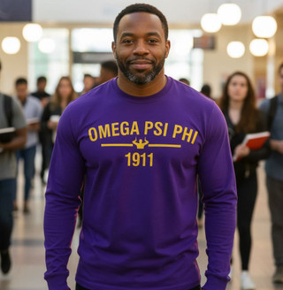 Omega Psi Phi “Omega” Long Sleeve T-Shirt – Strength in Silence. Power in Presence.