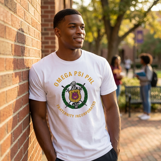 Omega Psi Phi Circle Crest T-Shirt – Royal Standard. Bold Legacy.