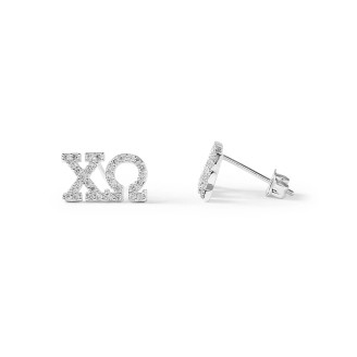 Chi Omega White Gold Studded Earrings