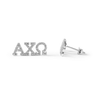 Alpha Chi Omega White Gold Studded Earrings