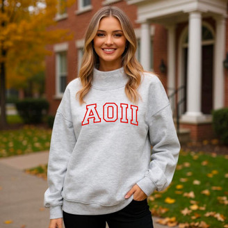 Alpha Omicron Pi Lightweight Varsity Mockneck Sweatshirt