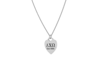 Alpha Chi Omega Sterling Silver Tiffany Inspired Heart  Necklace