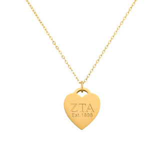 Zeta Tau Alpha Heart Tag Necklace