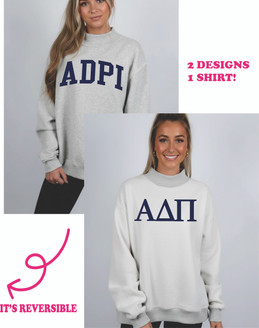 Alpha Delta Pi Reversible Varsity Mockneck Sweatshirt