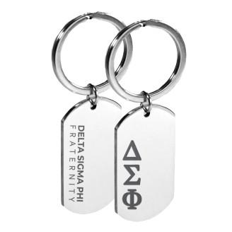 Delta Sigma Phi Engraved Dog Tag Keychain