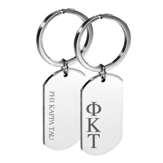 Phi Kappa Tau Engraved Dog Tag Keychain