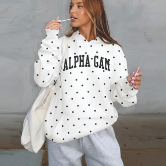 Alpha Gamma Delta Oversized Polka Dot Drop Shoulder Hoodie Sweatshirt