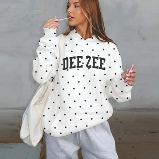 Delta Zeta Oversized Polka Dot Drop Shoulder Hoodie Sweatshirt