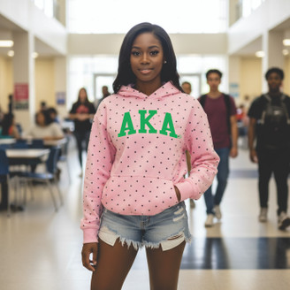 Alpha Kappa Alpha Oversized Polka Dot Drop Shoulder Hoodie Sweatshirt