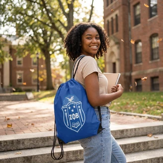 Zeta Phi Beta Blue Drawstring Bag
