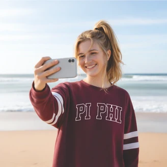 Sorority Oversized Striped Crewneck Sweatshirt