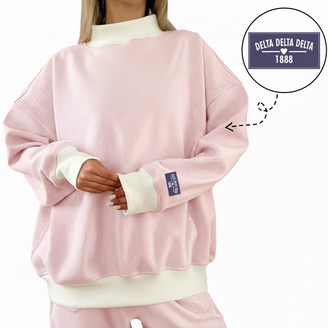 Delta Delta Delta Oversized Striped Lightweight Mockneck Sweatshirt