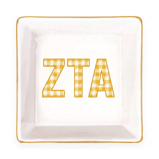 Zeta Tau Alpha Gold Trim Jewelry Dish