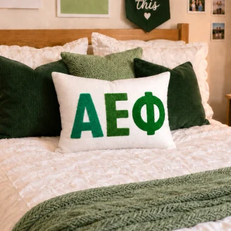 Alpha Epsilon Phi Pillow – Embroidered Plush Greek Letters Design