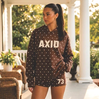 Alpha Xi Delta Nickname Oversized Polka Dot Hoodie & Shorts Set
