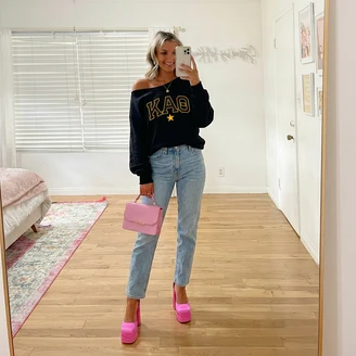 Sorority Off Shoulder Oversized Crewneck Sweatshirt