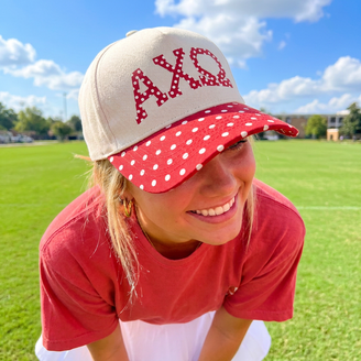 Alpha Chi Omega Polka Dot Bill Vintage Trucker Hat