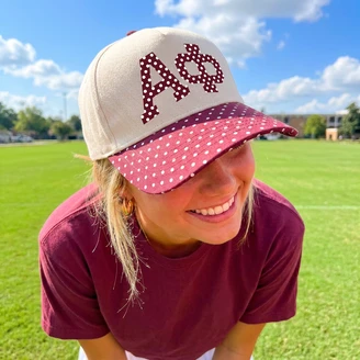 Alpha Phi Polka Dot Bill Vintage Trucker Hat