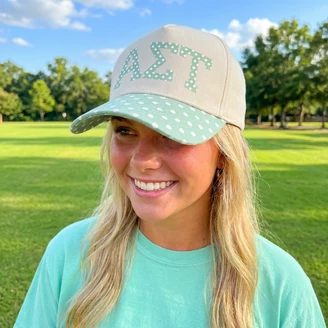 Alpha Sigma Tau Polka Dot Bill Vintage Trucker Hat