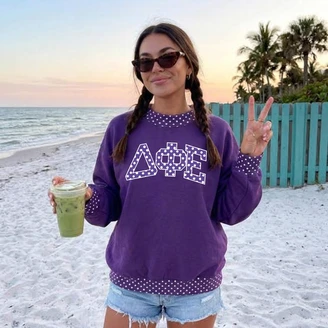 Delta Phi Epsilon Oversized Lightweight Polka Dot Mockneck