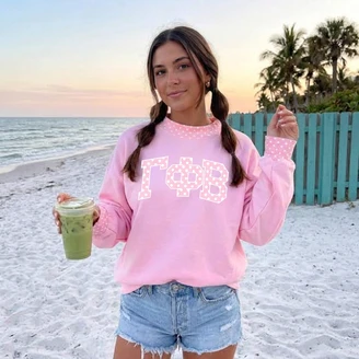 Gamma Phi Beta Oversized Lightweight Polka Dot Mockneck