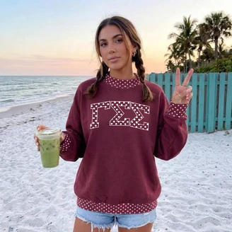 Gamma Sigma Sigma Oversized Lightweight Polka Dot Mockneck