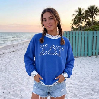 Sigma Delta Tau Oversized Lightweight Polka Dot Mockneck