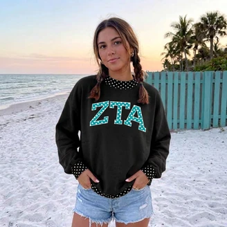 Zeta Tau Alpha Oversized Lightweight Polka Dot Mockneck