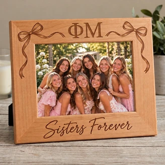 Phi Mu Bows Wooden Picture Frame