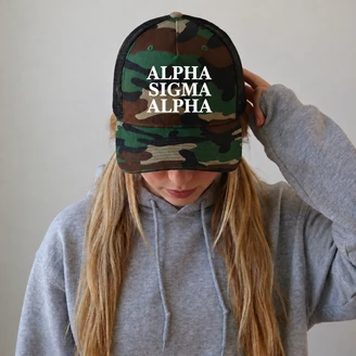 Alpha Sigma Alpha Camo Trucker Hat