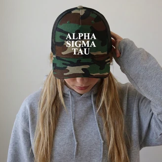 Alpha Sigma Tau Camo Trucker Hat