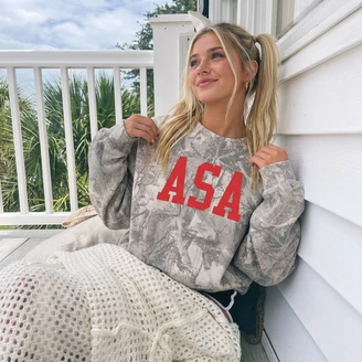 Alpha Sigma Alpha Nickname Camo Oversized Crewneck