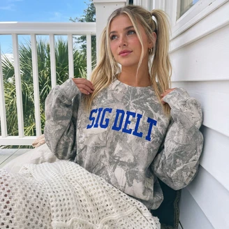 Sigma Delta Tau Nickname Camo Oversized Crewneck