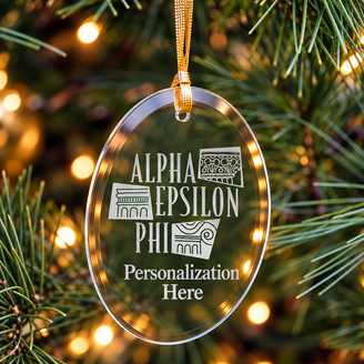 Alpha Epsilon Phi Logo Glass Oval Christmas Ornaments