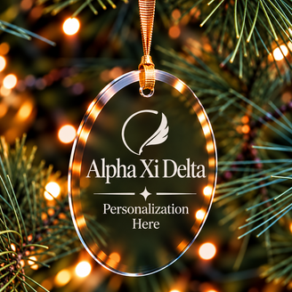 Alpha Xi Delta Logo Glass Oval Christmas Ornaments