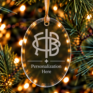 Gamma Phi Beta Logo Glass Oval Christmas Ornaments