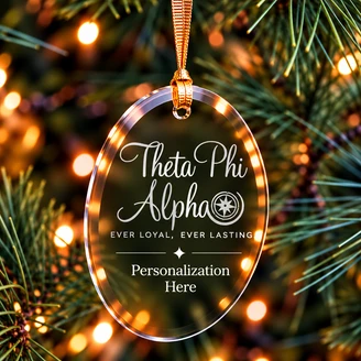 Theta Phi Alpha Logo Glass Oval Christmas Ornaments