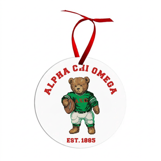 Alpha Chi Omega Teddy Bear Christmas Ornaments