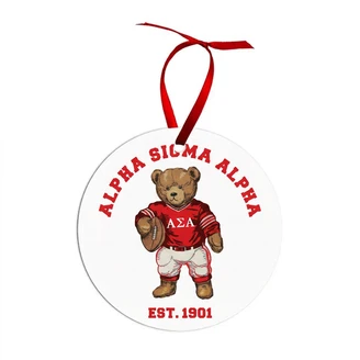 Alpha Sigma Alpha Teddy Bear Christmas Ornaments