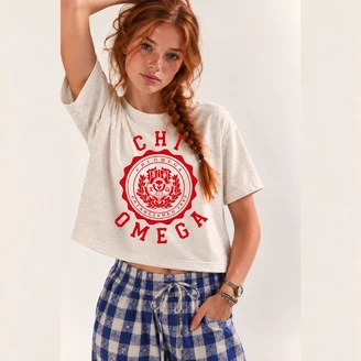 Chi Omega Seal Boxy Tee – Classic Sorority Graphic T-Shirt