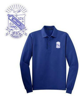 DISCOUNT-Phi Beta Sigma Emblem Long Sleeve Polo 