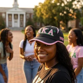 Alpha Kappa Alpha Featherlite Cap - Black & Pink