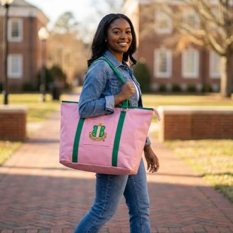 Alpha Kappa Alpha Tote Bag - AKA Shield Canvas Tote Bag