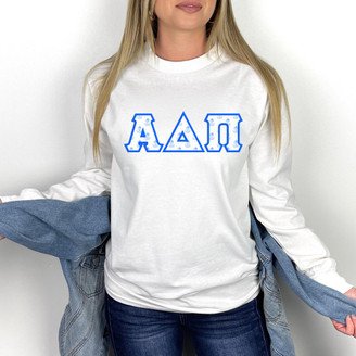  Alpha Delta Pi Official Crest Pattern Greek Lettered Longsleeve T-Shirt 