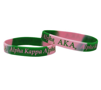 Alpha Kappa Alpha Pink & Green Silicone Bracelet