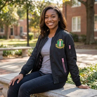 Alpha Kappa Alpha Bomber Jacket - AKA Satin Bomber Jacket
