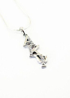 TCS Alpha Kappa Psi Sterling Silver Diagonal Lavaliere set with Lab-Created Diamonds 