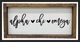 Alpha Chi Omega Script Wooden Signs