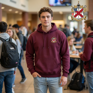 DISCOUNT-Alpha Chi Rho Crest - Shield Emblem Hooded Sweatshirt